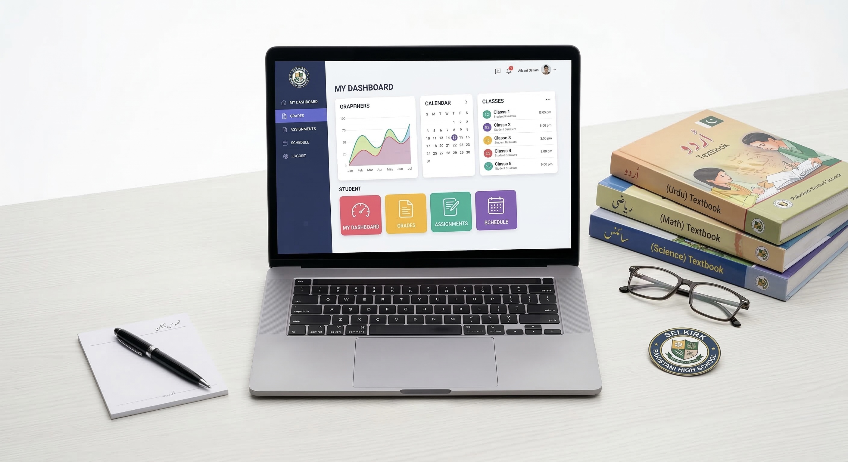 PakEducate dashboard on laptop for Karachi schools